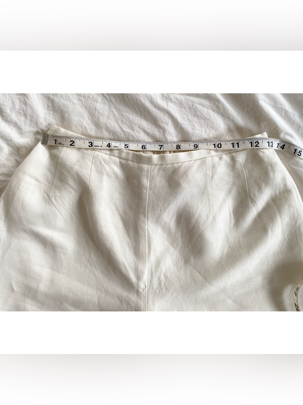 Vintage 90s White Linen Blend High Rise Straight Leg Pants Modern Small - Picture 8 of 12